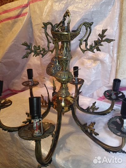 Люстра старинная бронза Сирия