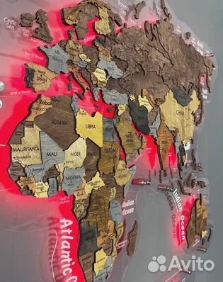 Карта мира на стену с подсветкой