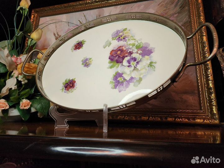 Поднос с ручками, фарфор, Англия, Винтаж