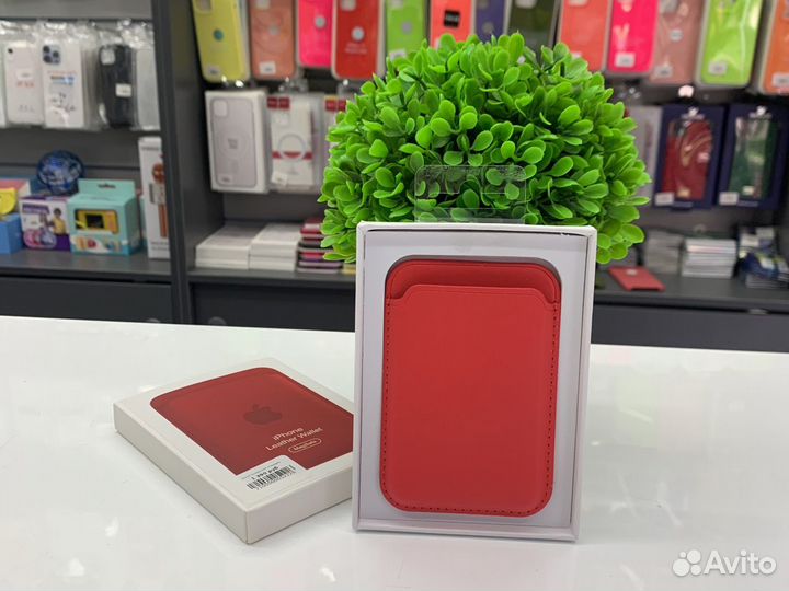 Чехол бумажник wallet красный magsafe