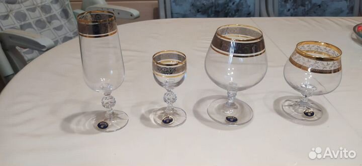 Богемия с позолотой,богемская посуда