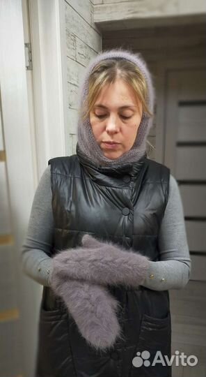 Комплект шапка, бактус и варежки