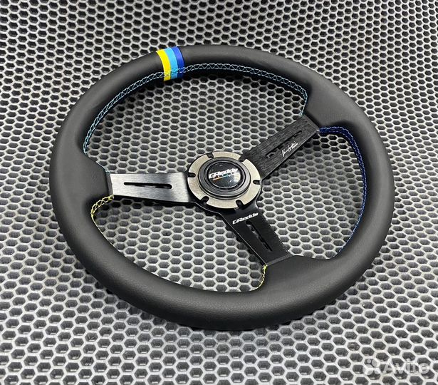 Спортивный Руль greddy черный синяя голубая желтая