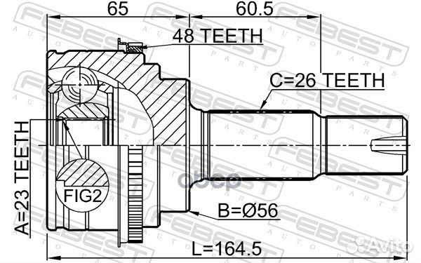 Шрус наружный задний 23x56x26 0110ACU35A48R Febest