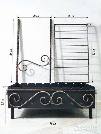 Мангал разборный кованый 70 см / с дровницей