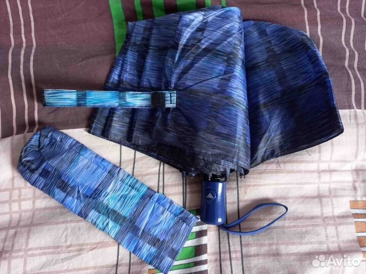 Синий зонт, полуавтомат, с чехлом, Сочи