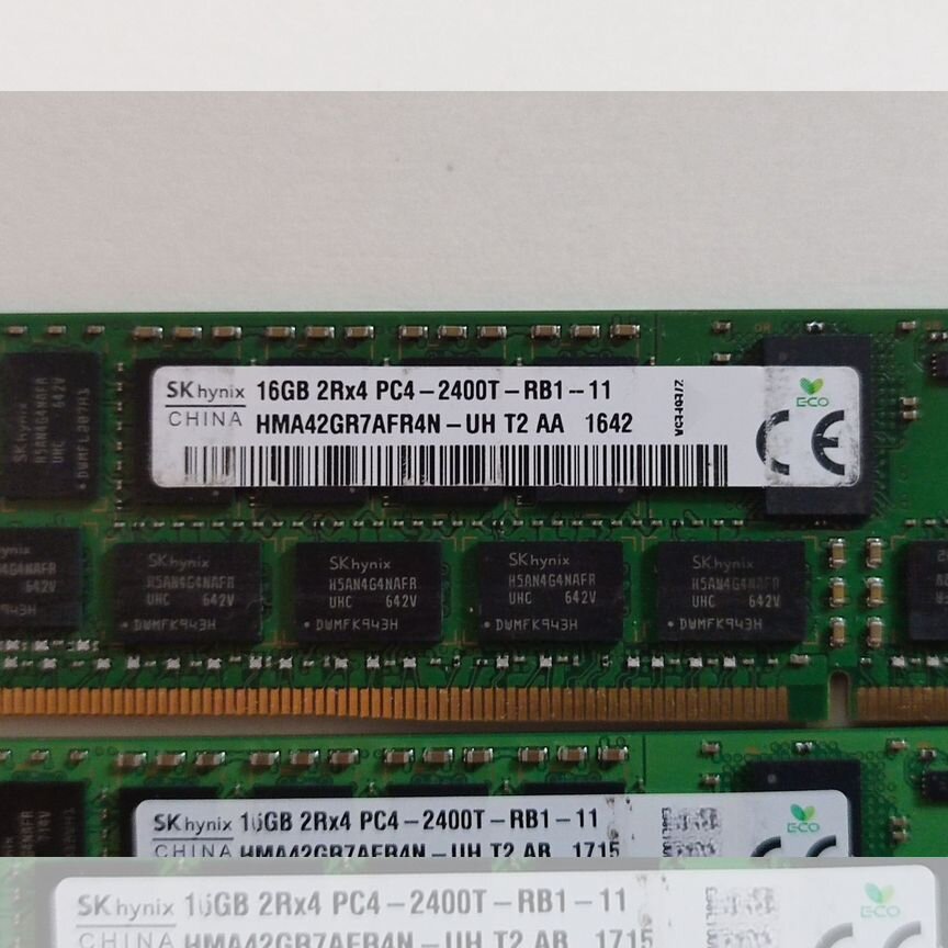 [PC4-2400T] 16 Gb 2400 Mhz 2rx4 Rdimm Sk Hynix, Склад 2 Шт Pc4-2400t