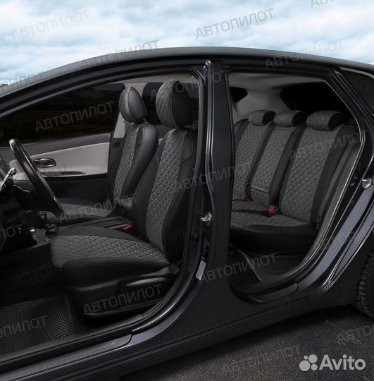 Chevrolet Lacetti Чехлы алькантара ромб чер+сер