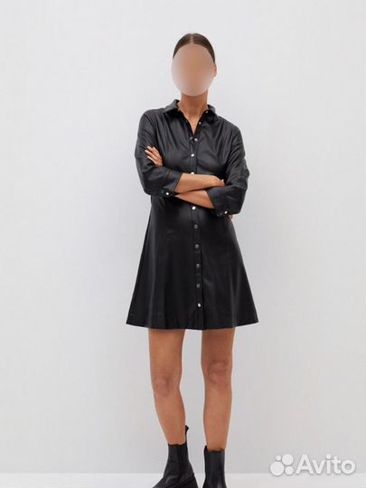 Mango кожаное платье