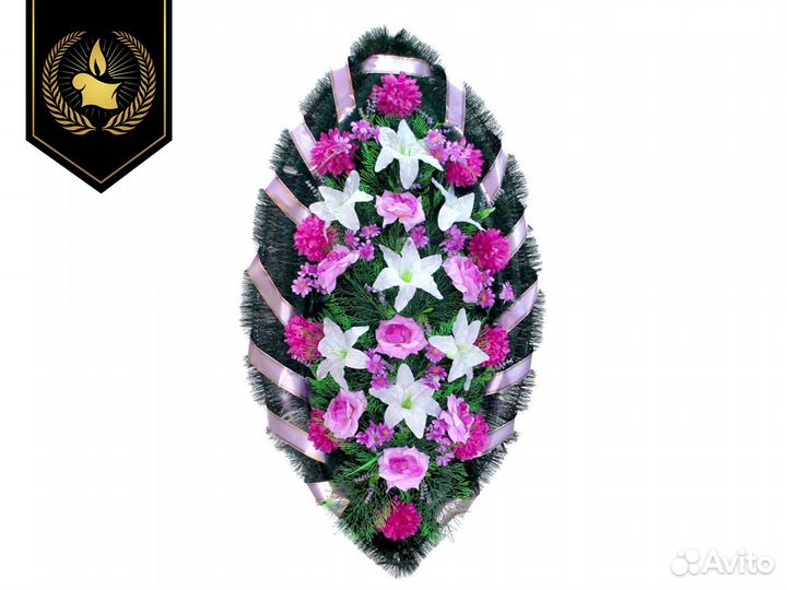 Вс-21 Венок ритуальный “Стандарт” Розы лилии бело