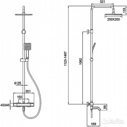 Душевая стойка с термостатом Gappo G2491