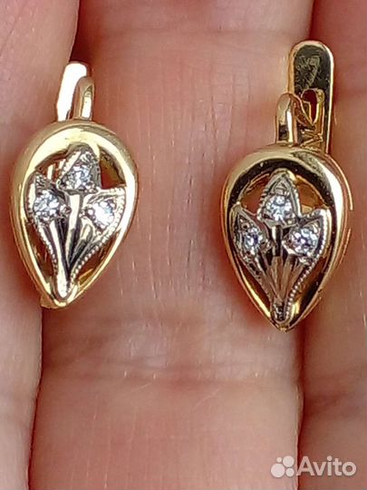 Серьги СССР с бриллиантами 750 проба