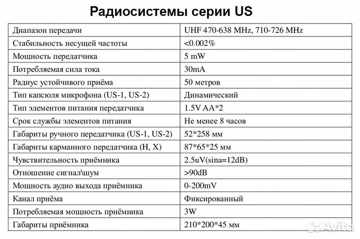 Радиосистема Volta US-1H (490.21)