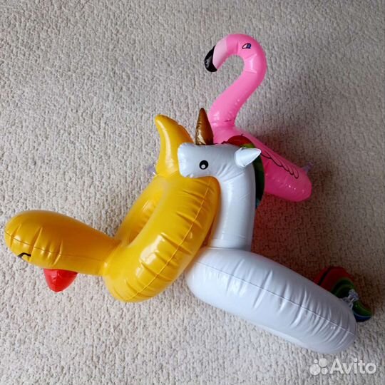 Надувной подстаканник единорог уточка фламинго