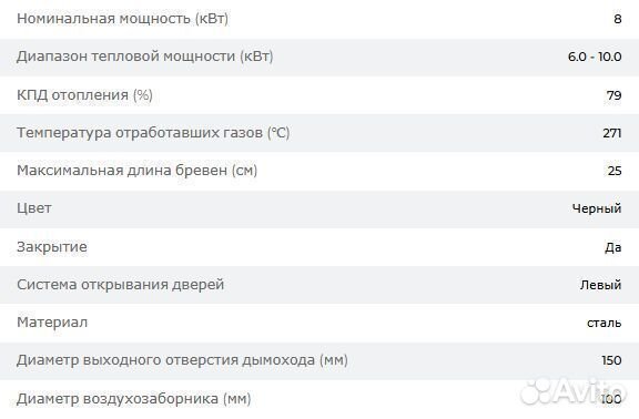 Печь-камин Тофа Термотек 8кВт черный