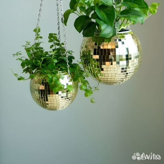Кашпо из диско шара / кашпо из зеркальной мозаики