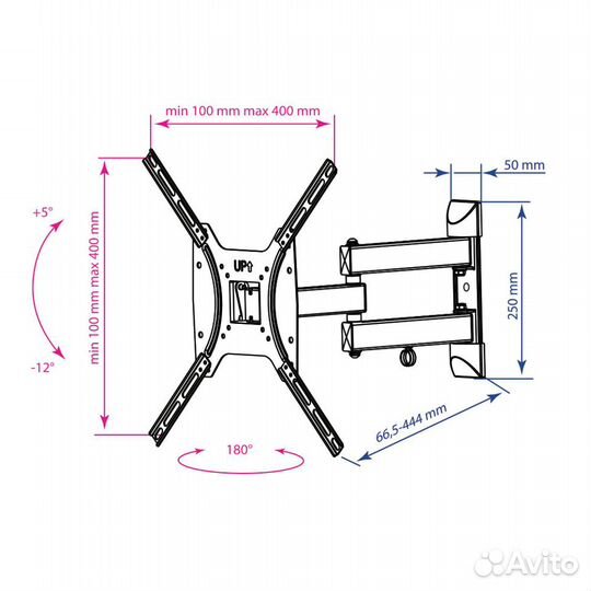 Кронштейн поворотный для тв 15-55
