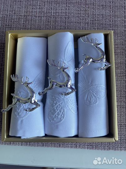 Кольца для салфеток серебрянные олени