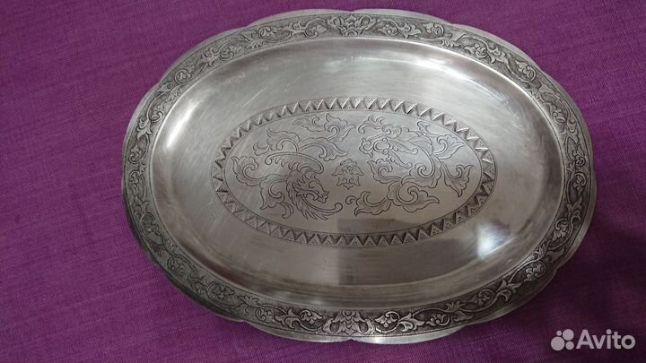 Мельхиор. Поднос, лопатка, нож для торта