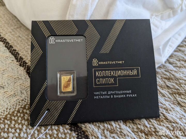 Коллекционный золотой слиток 1г. 999.9 fine gold