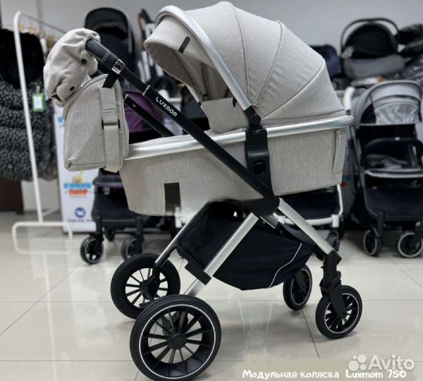 Коляска 3в1 Новая качество (Серый-Беж)