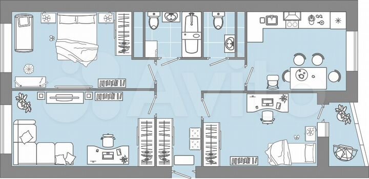 3-к. квартира, 75 м², 9/9 эт.