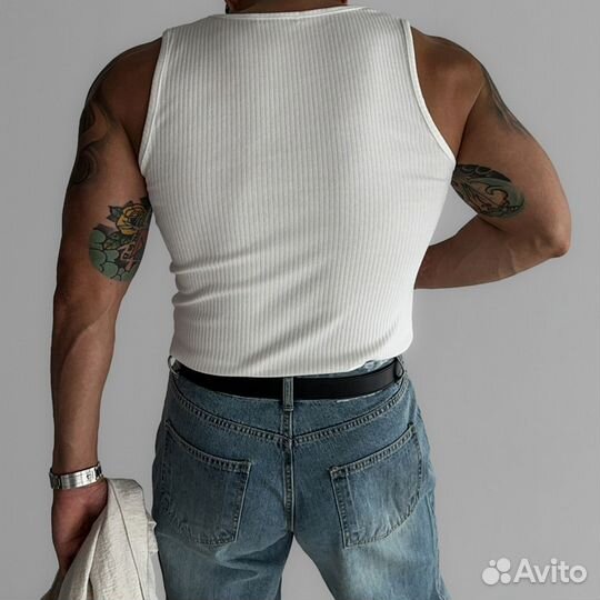 Майка old money мужская (в рубчик)