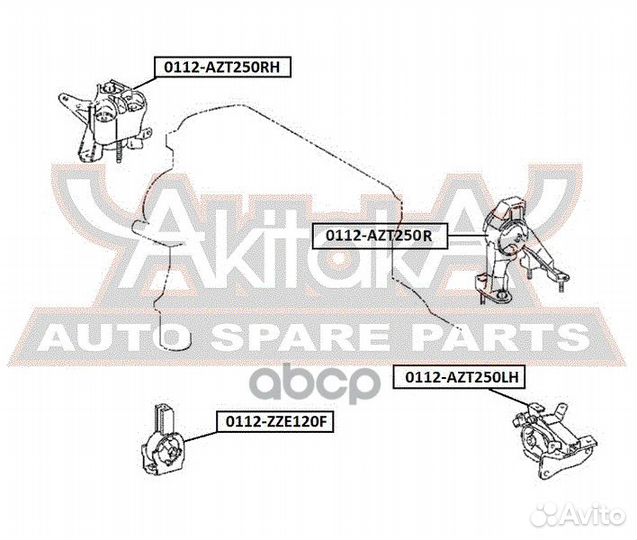 Подушка двигателя прав 0112AZT250RH asva