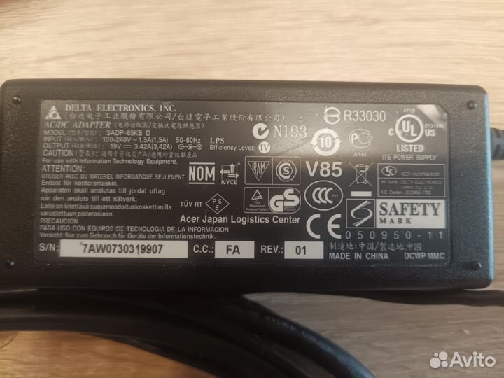 Блок питания для ноутбука acer 19v