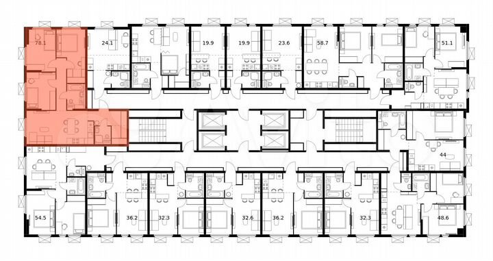 3-к. квартира, 78,1 м², 10/25 эт.