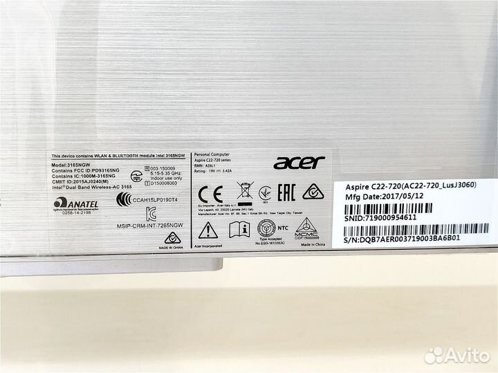 Моноблок Acer Aspire C22-720 (Acer 3165 NGW)