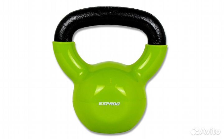 Гиря тренировочная 8 кг, винил, зеленый