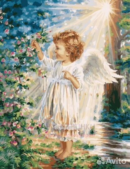 Картина по номерам 40x50 Милый ангелок в свете сол