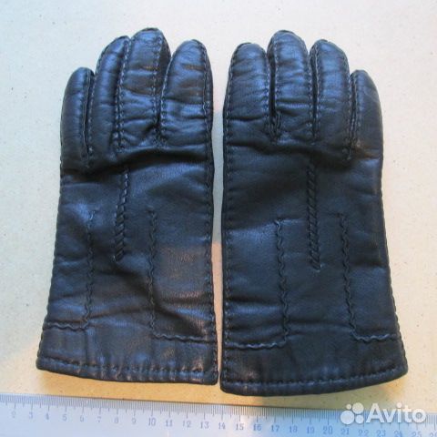 Перчатки женские или унисекс черные плотная кожа