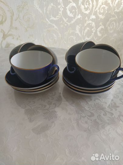 Чашка с блюдцем, тонкий фарфор лфз 1сорт