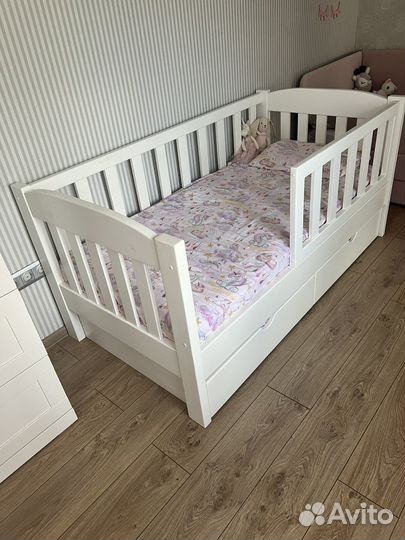 Детская кровать 160х80 с матрасом массив сосны