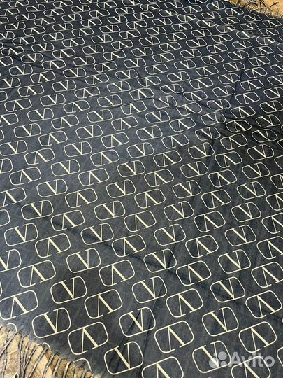 Кашемировый платок шаль Dior синий с белым