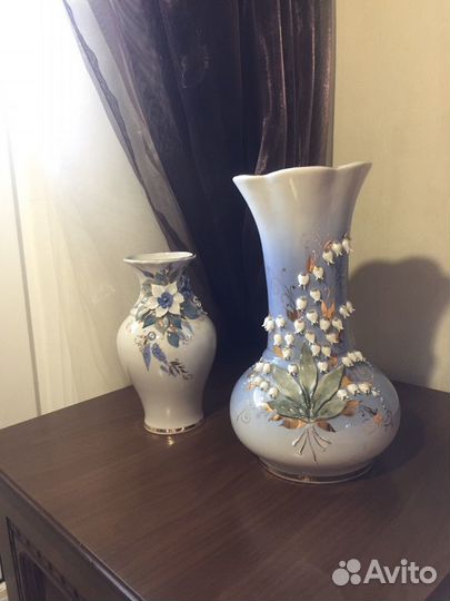 Ваза фарфор, выдувное стекло