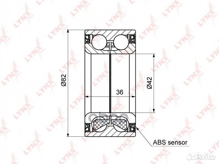 Подшипник ступицы передний с ABS (36x42x82) по