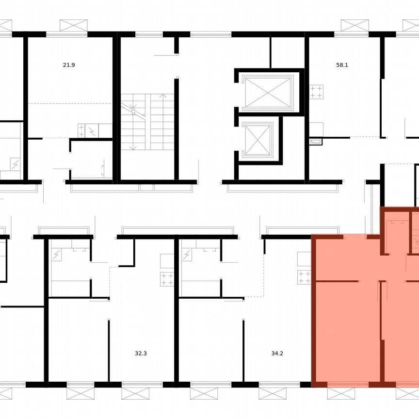 2-к. квартира, 57,5 м², 3/16 эт.