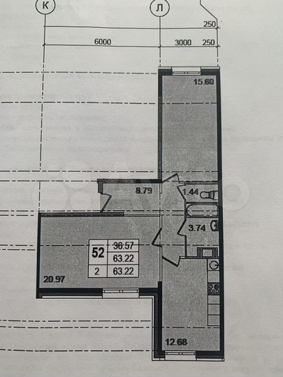 2-к. квартира, 63,2 м², 2/8 эт.