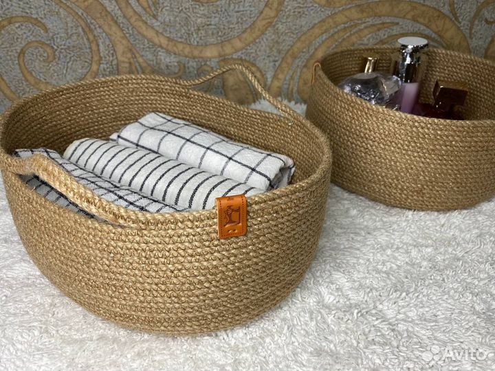 Корзина для хранения из джута для мелочей