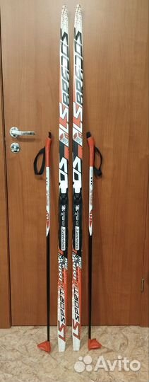 Лыжи беговые детские 160 см с палками
