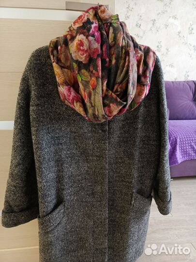 Пальто женское демисезонное 46 48 серое