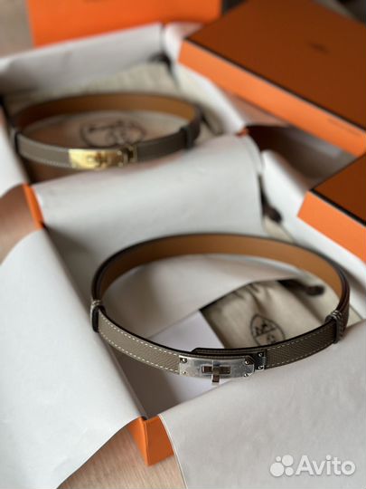 Ремень тонкий Hermes kelly. Премиум