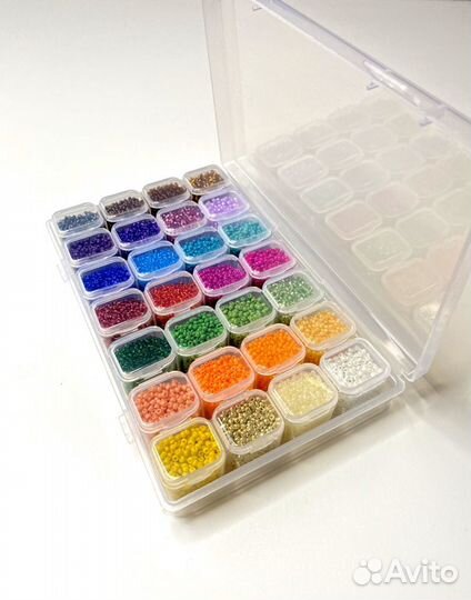 Набор бисера 28 цветов. Леска, бусины, замки