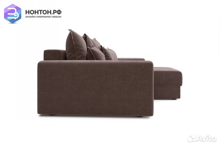 Диван угловой тик-так Омега коричневый
