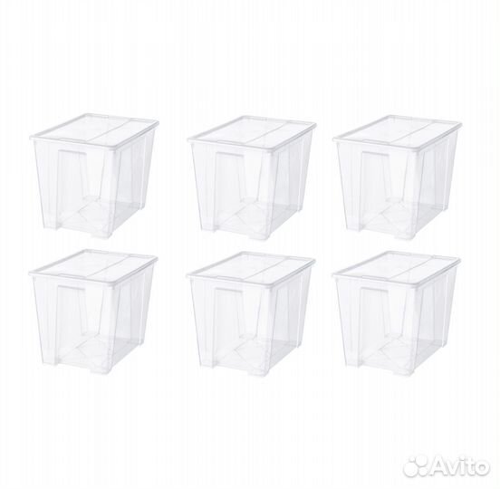 Контейнеры с крышкой икеа самла (новые), 65л 6 шт