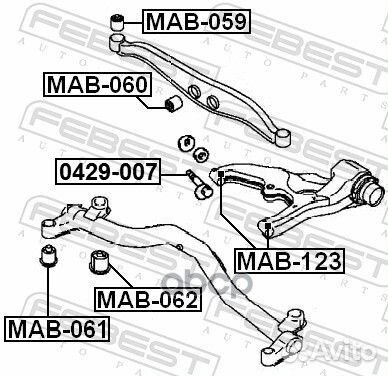 Сайленблок заднего поперечного рычага MAB060 Fe