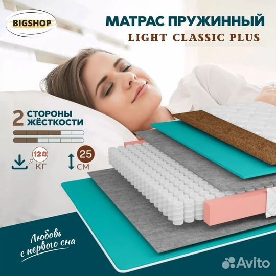 Матрас пружинный 80х200, 90х200, 120х200, 160х200